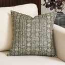 Amor Virisso Vintage Floral Throw Pillow Covers 18x18 Striped Farmhouse Block Print Pillow Cover Boho Neutral Decorative Pillows for Living Room Bed, Dusty Green