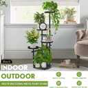 TOSKING 5-Tier Tall Plant Stand Indoor & Outdoor, Anti-Tip Round Base for Pots, Child and Pet Friendly, Heavy Duty Corner Shelf for Multiple Plants, Space-Saving Design for Living Room Balcony Garden (Black, 38in)