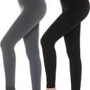 AHLW Winter Warm Fleece Lined Leggings for Women - High Waisted Thick Thermal Leggings Elastic Soft Comfortable Velvet Tights (Large, 2pack(black+grey))