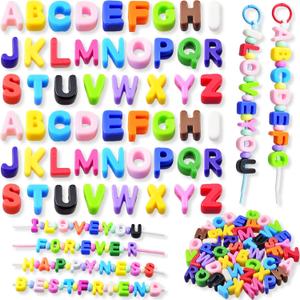 Large Letter Beads 52 Pcs Paracord Beads Acrylic Colorful Bubble Big Alphabet Bead Large Hole Chunky Letter Bead for Keychains Bag Charm Kit Phone Chains Bracelets Necklaces Shoelaces