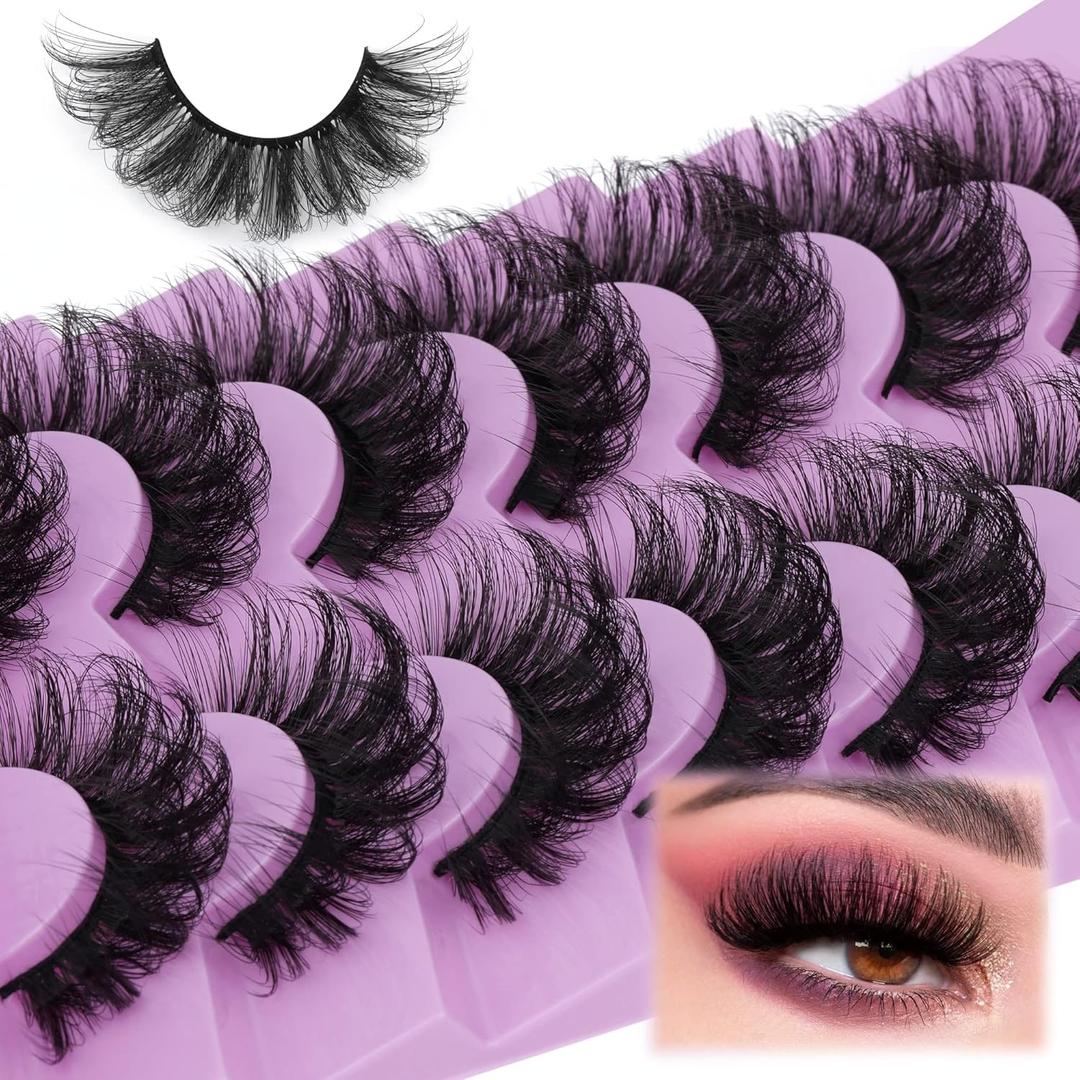 Fluff Lashes Mink Wispy False Eyelashes Curly Faux Mink Eye Lashes 20mm Volume Fake Eyelashes 7 Pairs Lashes Multipack by TOOCHUNAG