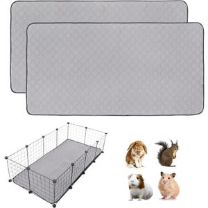 2 Pack Guinea Pig Cage Liners, LWYMX 24'' X 48'' Washable Guinea Pig Pee Pads, Non Slip Reusable Super Absorbent Guinea Pig Training Mat Bedding Fleece for Small Animals Hamster Rabbit Chinchilla Rat