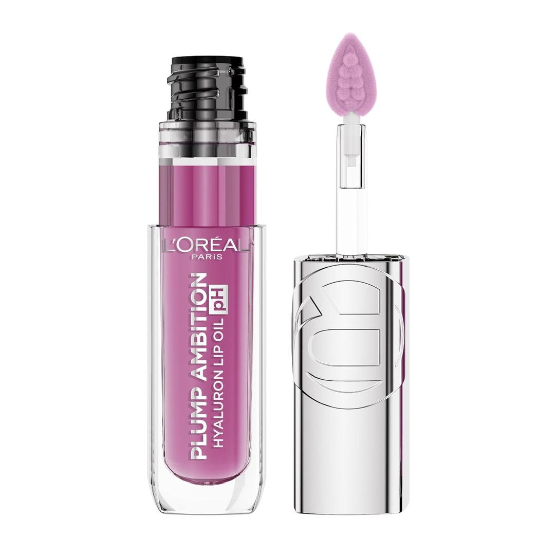 2pcs L'Oreal Paris Plump Ambition pH Hyaluron Lip Oil, Color Shifting Lip Tint with 24HR Hydration, Volumizing Shine and Lasting Color, 050 pH Lilac