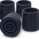Top Glides Steel-Reinforced Walker, Commode, and Bath Bench Replacement Rubber Tips, Black, 1" (Pack of 4)