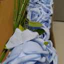 Hotop 40 Pcs Rose Artificial Flowers Bulk with Long Stem,Realistic Silk Fake Roses Bouquet for Home Wedding Centerpieces Party Table Decoration Valentines Gifts(Light Blue)