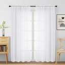 White Sheer Curtains for Window 72 inches Long 2 Panels Set, Soft Airy Modern Light Filtering Sheer Curtains for Living Room Bedroom, Dual Rod Pocket Solid Window Drapes, 2x42Wx72L inches