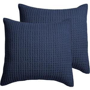 Levtex Home - Mills Waffle - Euro Sham (Set of Two) - Navy - Sham Size (26x26in.), No Insert
