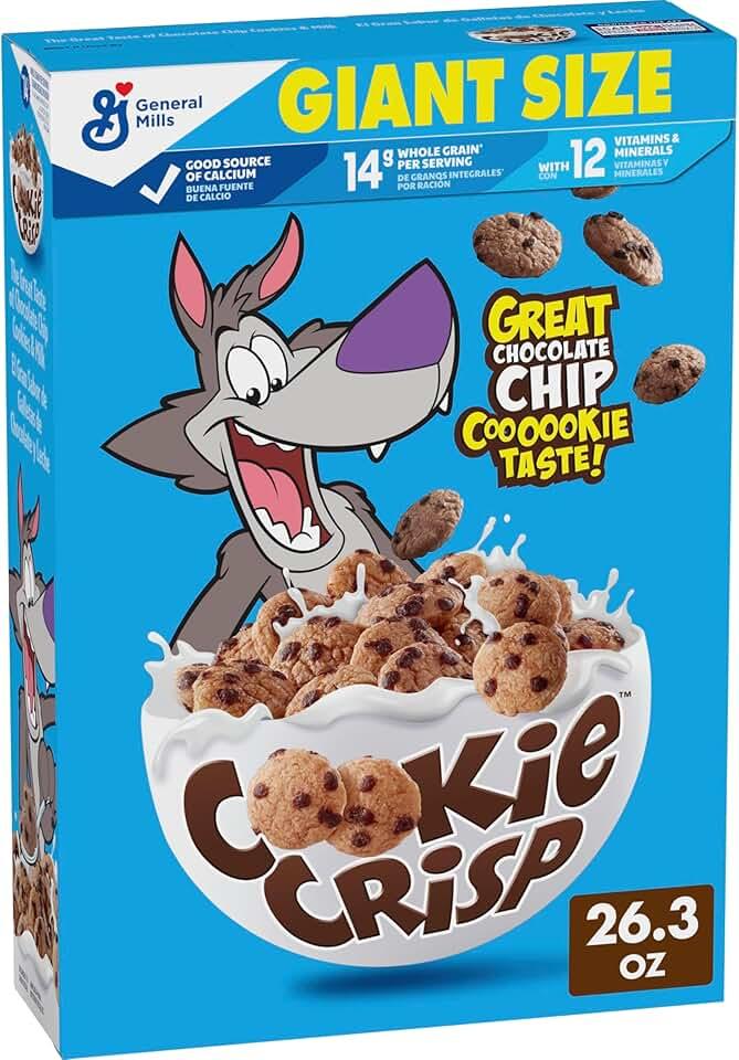Cookie Crisp Breakfast Cereal, Chocolate Chip Cookie Taste, Made with Whole Grain, Giant Size, 26.3 oz, BB Date Not Found 