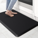 KitchenClouds Kitchen Mat Cushioned Anti Fatigue Rug 17.3"x28" Waterproof, Non Slip, Standing and Comfort Desk/Floor Mats for House Sink Office (Black)