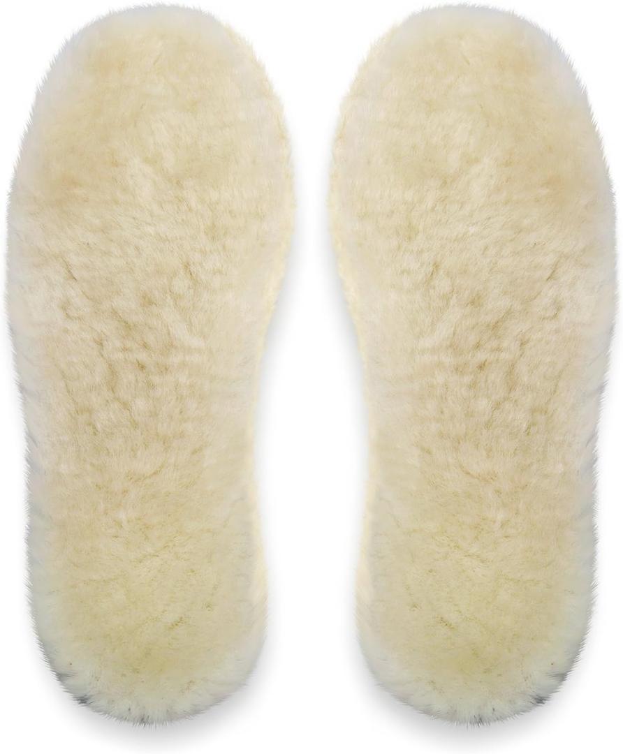 Happystep Genuine Sheepskin Insoles - Premium Lambswool and Sheepskin Top Layer, Felt Bottom for Ultimate Warmth, Comfort and Cushioning (Women 6)