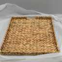 Extra Large Square Ottoman Table Tray 19.7" with Handles - Handmade Wicker Serving Hand Woven Tray for Farmhouse Decorative Oversized Coffee Table Trays Living Room Kitchen Counter Breakfast (20" x 20" x 2", Square-water Hyacinth-flat)
