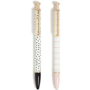 U Brands Monterey Ballpoint Pens, Set of 2, Stripes And Dots With Gold Details, Bold (1.0 mm) Point