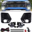 LED Fog Light Set 5pcs Compatible for 2023 2024 Chevrolet Colorado Front Bumper Lamp Assembly With Wire Harness Bulbs Cover Bezels 42737706 42737708 GM2592334 GM2593334
