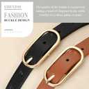 2 x XZQTIVE 2 Pack Women's Skinny Leather Belt Thin Belt for Women with Gold Buckle Plus Size Waist Belt for Jeans Dresses Pants (Brown)