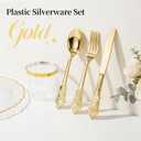 N9R 300pcs Gold Plastic Silverware Dinnerware Flatware- Heavyweight Plastic Cutlery Set, 100 Forks, 100 Spoons, 100 Knives, Gold Utensils for Party, Thanksgiving, Christmas