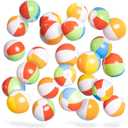 Top Race 25 Pack Mini Beach Balls Bulk Pack - 6 Inch Inflatable Rainbow Beach Balls for Kids - Ideal Pool Toys, Centerpieces for Tables, Lake Toys, Theme Party Decorations
