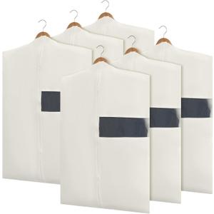 Aliceset Cotton Garment Bags for Hanging Clothes, Canvas Suit Bags for Clothes Coats Jackets Shirts Closet Storage Travel Gusseted Hanging Garment Cover(6 Pcs,32 Inches)