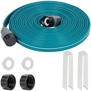 LINEX Sprinkler Soaker Hose 25 ft for Garden Lawn Watering Hose with Hose Stakes 
Blue-Green