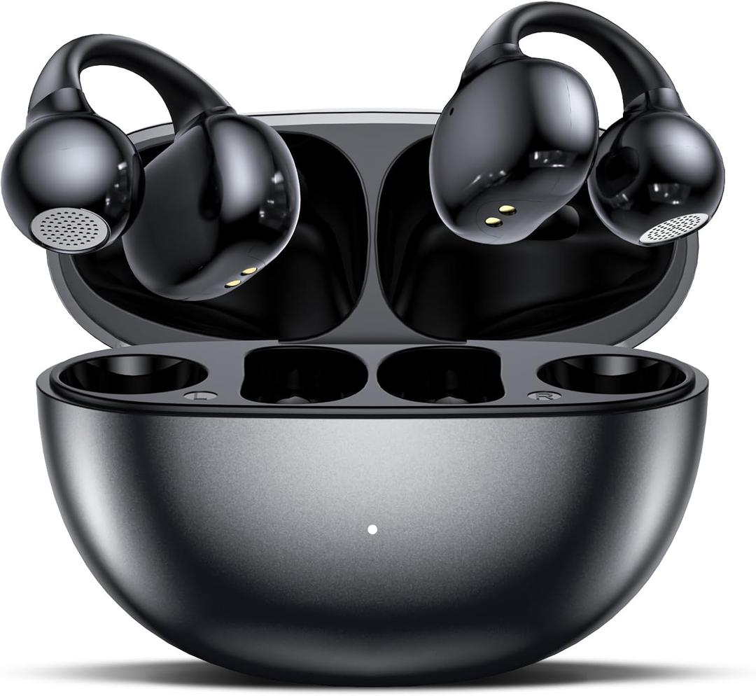 AI Translation Earbuds Real Time, 3-in-1 Translator Earbuds 150 Languages & Accents,language translation earbuds, fit iOS and Android, Open-Ear Clip-On Design Fit for Business Travel Learning(Black)