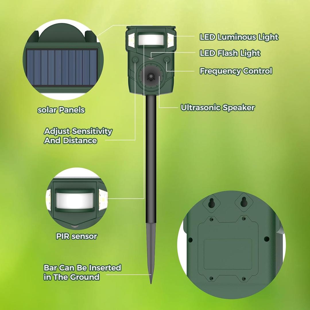 Ultrasonic Deer Repellent Outdoor with Multi-Frequency LED Strobe