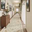 Madane Hallway Runner Rug 3x18 - Kitchen Rugs 18ft Washable Entryway Rug Vintage Kitchen Runners Non Slip Indoor Area Rug Farmhouse Carpet Runner for Bathroom Living Room Bedroom, Beige/Blue