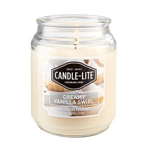 Candle-lite Scented Candles, Creamy Vanilla Swirl Fragrance, One 18 oz. Single-Wick Aromatherapy Candle with 110 Hours of Burn Time, Off-White Color