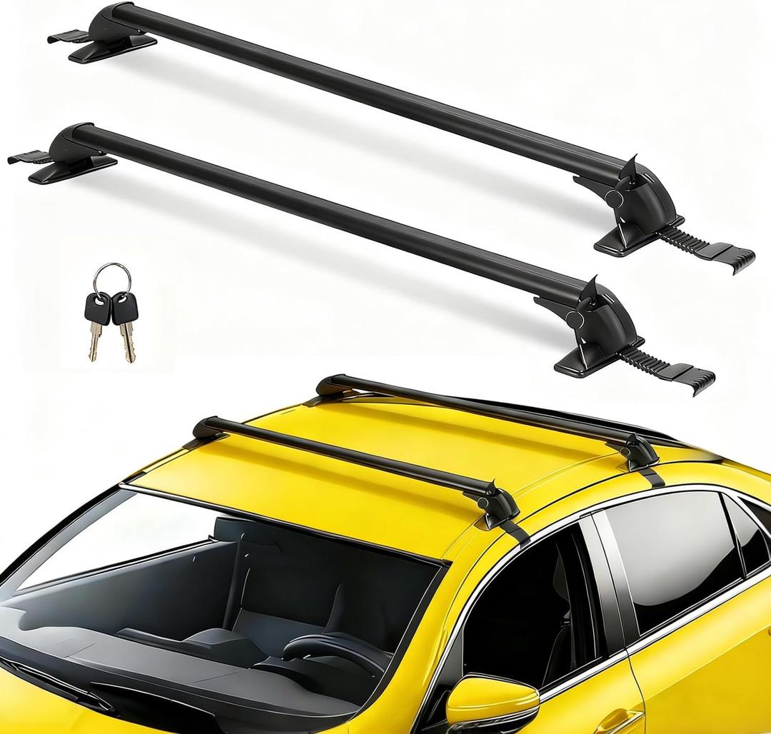 43" Universal Roof Rack Cross Bars, Upgraded Aluminum Lockable Crossbars with Extendable Window Frame & Dual Security Keys. 165lbs Max Load for Bare Roof Cars/Trucks/SUVs