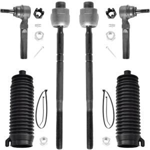 6pcs Front Steering Kit Tie Rod End Inner and Outer and Boots for 2WD Chevy Silverado 1500 GMC Sierra 1500 1999-2006