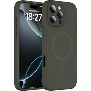 Magnetic for iPhone 16 Pro Max Case, Compatible with MagSafe, Full Camera Protection, Military-Grade Protection 3.0mm Thicken Silicone Phone Cover for 16 ProMax 6.9", Calke Green