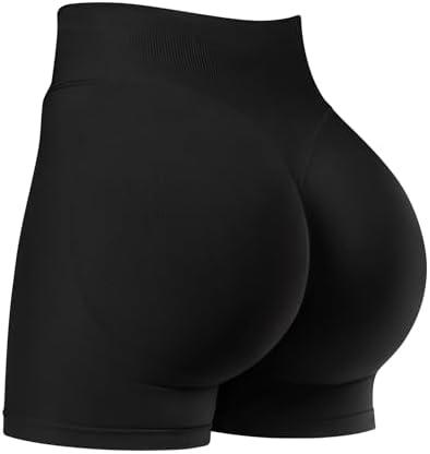 Kepblom High-Waisted Butt-Lifting Scrunch Gym Shorts for Women - Workout Yoga Biker, Seamless Spandex Booty Shorts, Medium Size