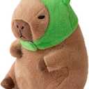 Ditucu Cute Capybara Plush Pillow with Wearable Frog Hat Stuffed Animal Capibara Plushies Toys Gifts for Kids Brown 11 inch