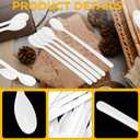 Long Handle Plastic Spoons, 100 Count Heavy Duty Disposable Sundae Spoons for Ice Cream Floats, Milkshakes, BPA-Free Bulk Utensils (White)
