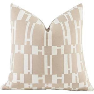 New 20x20'' inches Throw Pillow Cushion Covers - Beige H Letter Chenille Jacquard Embroidery Luxury Modern Style Couch Sofa Bed Pillow Cover for Living Room Bedroom