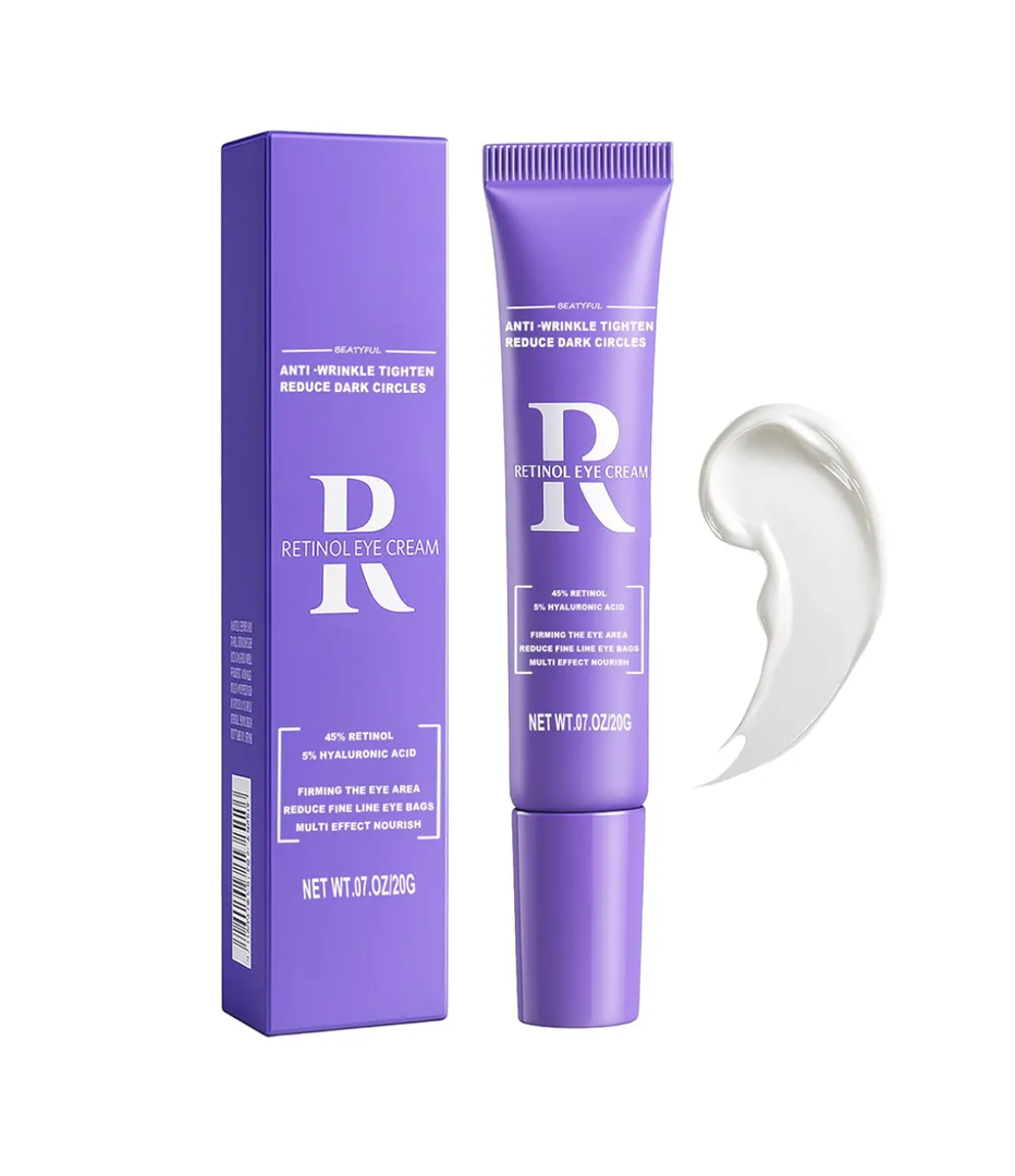 Retinol Eye Cream, Moisturizing Eye Care Daily Anti-Wrinkle Cream with 45% Retinol and 5% Hyaluronic Acid to Smooth and Moisturize Skin, Under Eye Bags, Reduce Dark Circles, Wrinkles (0.7 Ounces)