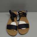 DREAM PAIRS Womens One Band Ankle Strap Buckle Flat Sandals (8.5, Black/Pu)