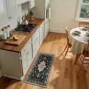 RELEANY Area Rugs 2'x4' Kitchen Rugs Entry Rug Small Rugs for Entryway Kitchen Bathroom Door Mat Indoor Entrance,Washable Non Slip, Black Brown Neutral Dark Tan