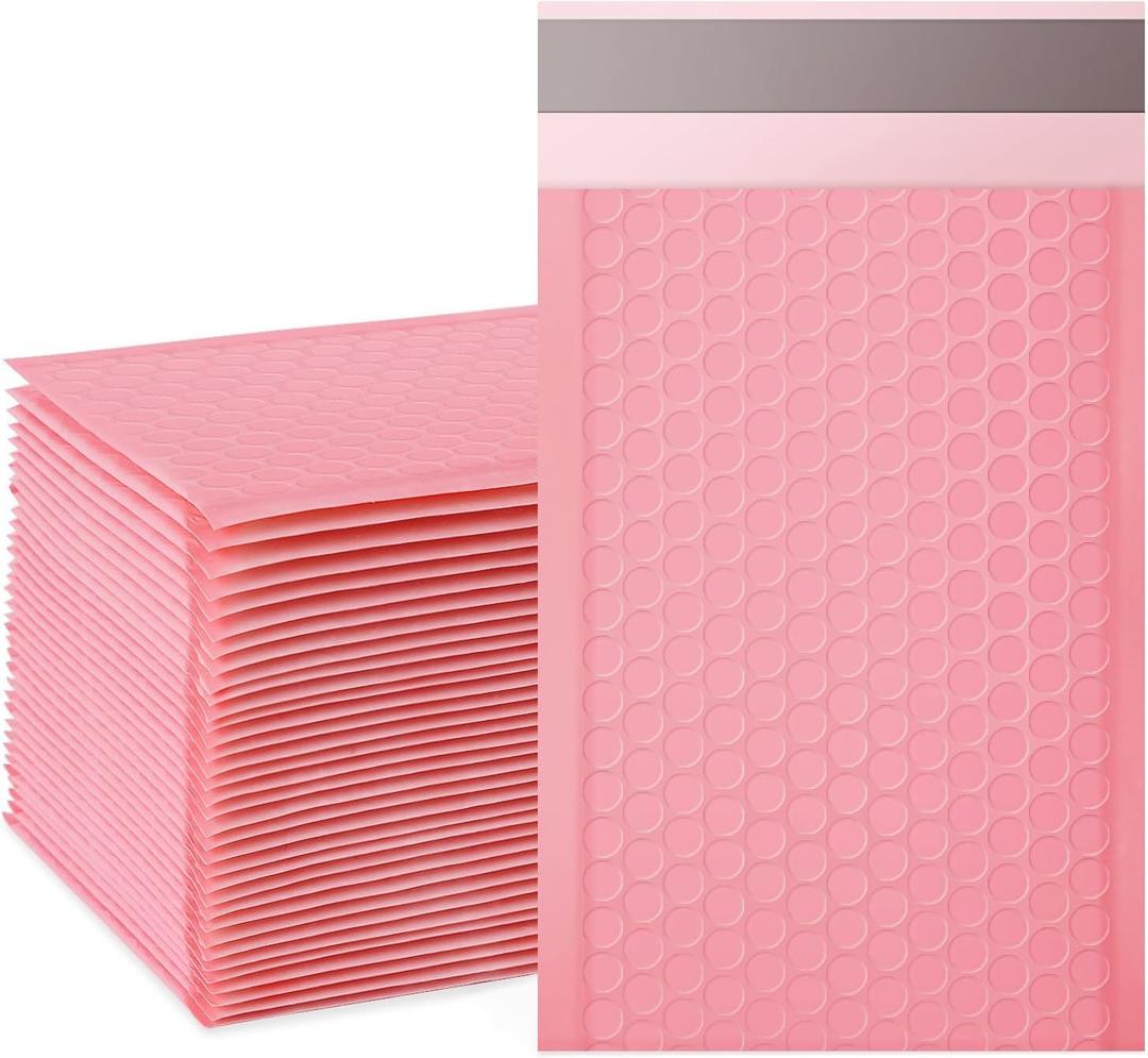 Packbabol Bubble Mailers, 4x7 Inch Padded Bubble Mailers Pack of 50 Bubble Envelopes Opaque Self Seal Adhesive Waterproof Bags for Shipping and Packaging (Pink, 4x7-50)