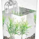 Fish Bowl Mini Aquarium Fish Tank with LED Lamp Light Fish Fighting Cylinder Self Cleaning Small Fish Tank Acrylic Desk Aquarium Box Fish Bowls (Color : White)
