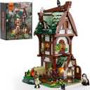 FUNWHOLE Medieval Apothecary Shop Lighting Building-Bricks Set - Compatible with Standard Bricks Medieval Series Collectible Display House 1470 Pcs for Adults and Teen