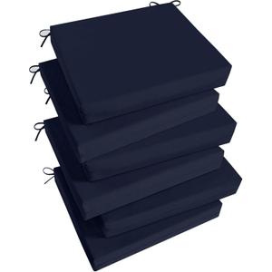 Basic Beyond Outdoor Chair Cushions Set of 6, Square Corner Outdoor Cushions for Patio Furniture, Water Resistant Patio Chair Cushions with 2 Ties, 18.5x16x3, Navy