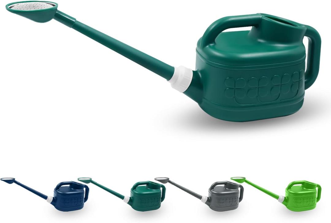 1 Gallon Watering Can, Garden Watering Can Outdoor, Plant Water Can with Removable Long Spout and Stainless Steel Sprinkler Head, Plastic Indoor Watering Cans for Gardening Flower Plants,  Alpine Green