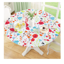 Round Fitted Tablecloth with Elastic Edge, 100% Waterproof Oil Proof Plastic Table Cover, Vinyl Flannel Backed Tablecloth Fits 36"-44" Round Tables for Dinner, Outdoor, Picnic, Flowers, Off White