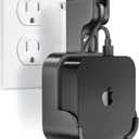volport Wall Mount Holder Bracket for Apple TV 4k 3rd Generation - Outlet Hanger Stand for Apple-TV 4k+ Gen 3 Built-in Cable Management, Hide & Store Messy Wires, Black