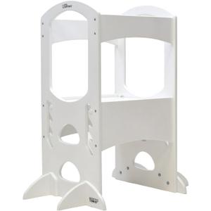Little Partners Kids Learning Tower, Toddler Tower Adjustable Height Kitchen Step Stool, Encourages Learning, Independence, and Engagement, Safety Climbing Tower for Counter (Soft White) (Original)
