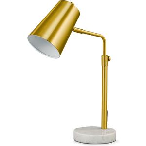 VONLUCE Gold Desk Lamp with LED Bulb Adjustable, Antique Brass Metal Table Lamp Marble Base, Mid Century Modern Reading Lamp Office, 20 Industrial Task Lamp Work Lamp for Reading Bedroom