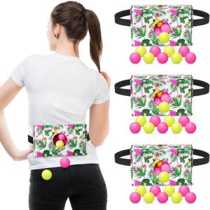 4 Sets Luau Party Games Tropical Hawaiian Luau Safari Shake Box, 4 Adjustable Belts and 80 Balls, Swing Shaking Balls Set for Adults Outdoor Indoor Group Party Game