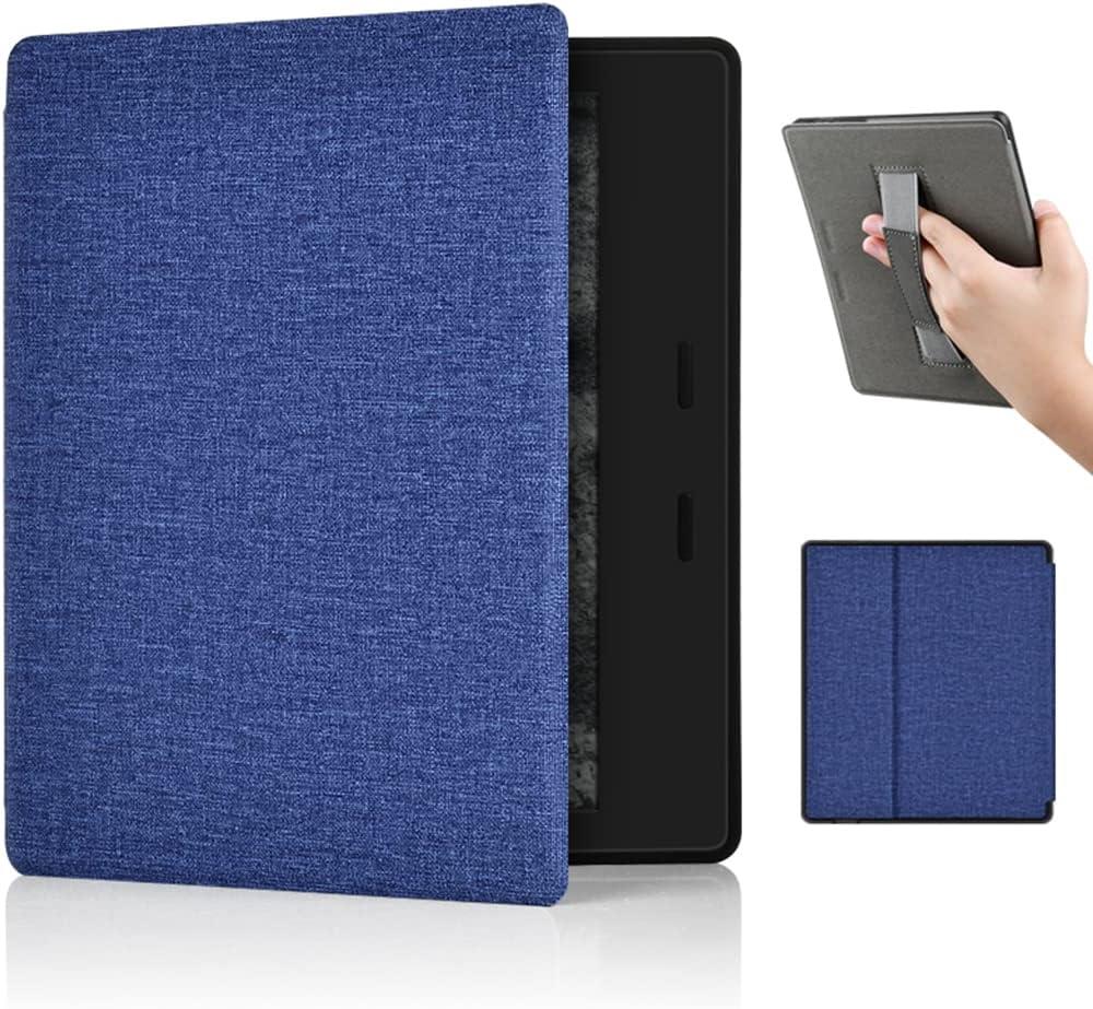 Zcooooool Kindle Oasis Fabric Cover (Hand Strap Designed) Case for 7" Kindle (10th & 9th Gen, 2019/2017) Anti-Slide Case (Blue)