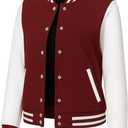 Womens Bomber Varsity Jacket  Fleece Letterman Jacket for Women, Standard & Cropped Styles (Large)