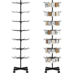 Hypergiant Retail Display Stand 7 Tier Rotating Rack For Store Display Shelves,Jewelry Keyring Socking Hats,Movable Shop Spinner for Toys Show ,Black,Adjustable height