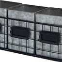NIKKY HOME Farmhouse 3 Compartment Galvanized Flatware Cutlery Caddy Countertop Silverware Holder for Spoons, Knives, Forks - Silver